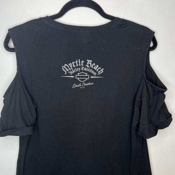 Harley Davidson Cold Shoulder Bike Week 2017 Shirt Blouse Black Skull Size XL - Picture 9 of 10